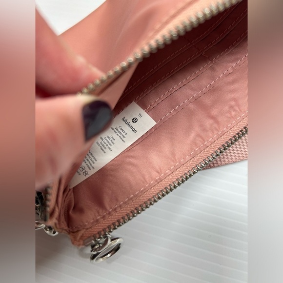 Lululemon Now and Always Pouch Salmon Pink Silver Hardware Removable Wrist Strap - Picture 7 of 11